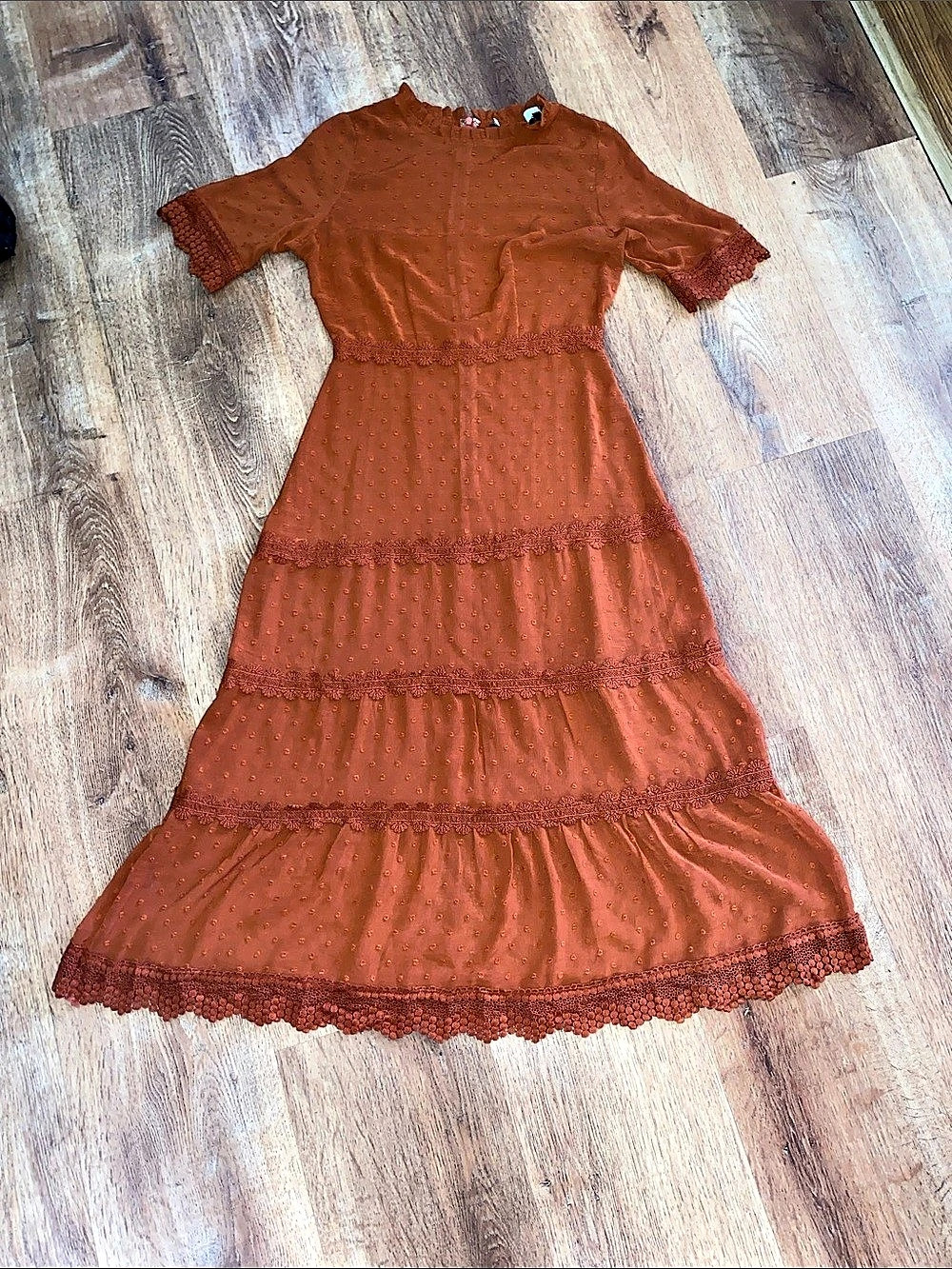 Mabel Maxi Polka Dot Dress in Orange Size Small